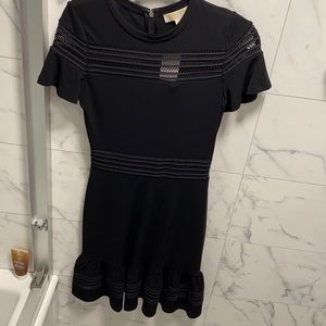 black dress with mesh lines